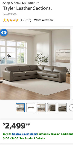 Tayler 3-Piece Leather Sectional