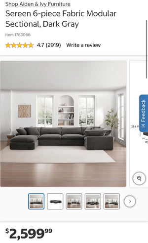 Aiden and Ivy Sereen Modular Sectional – Dark Gray