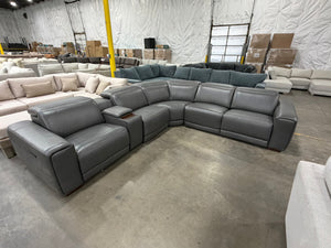 Karson Leather Power CloudZero Reclining Sectional with Power Headrests