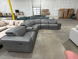 Karson Leather Power CloudZero Reclining Sectional with Power Headrests