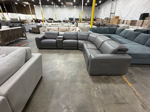 Karson Leather Power CloudZero Reclining Sectional with Power Headrests