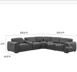 Karson Leather Power CloudZero Reclining Sectional with Power Headrests