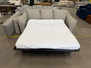 Beige Chaise Sofa with Pullout Mattress