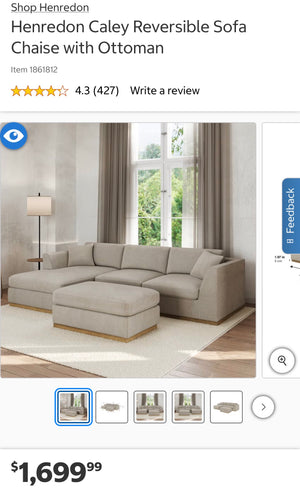 Henredon Caley Reversible Sofa Chaise with Ottoman