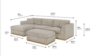 Henredon Caley Reversible Sofa Chaise with Ottoman