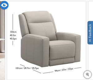 Wren Zero Gravity Power Leather Recliner with Power Headrest