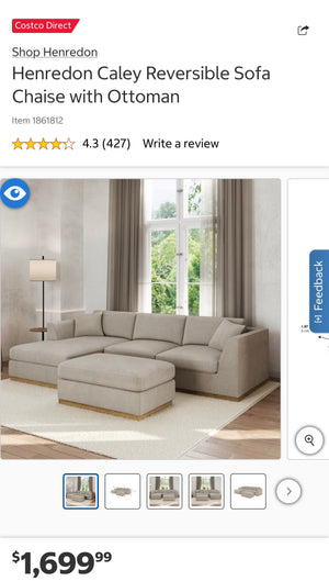 Henredon Caley Reversible Sofa Chaise with Ottoman