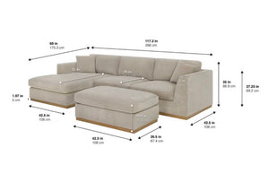 Henredon Caley Reversible Sofa Chaise with Ottoman