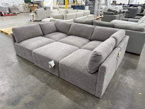 Thomasville Fallon Modular Sectional 6-piece Gray with Ottoman