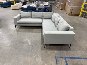 Modern Grey Sectional with Metal Legs