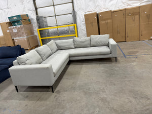 Modern Grey Sectional with Metal Legs