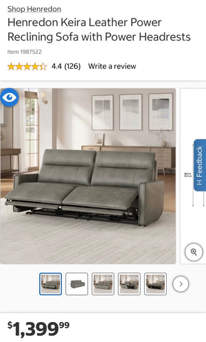 Keira Leather Power Sofa