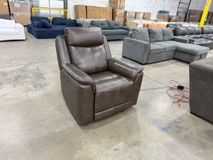 Hamlin Leather Power Recliner with Power Headrest & Power Lumbar