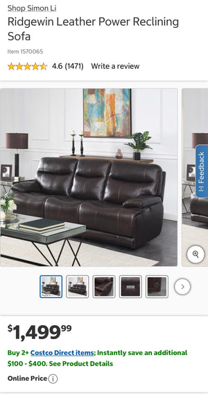 Ridgewin Leather Reclining Sofa