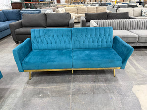 Blue MCM Velvet Sofa and Chair