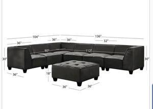 Abbyson Wallingford 7-Piece Leather Sectional