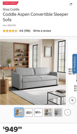Aspen Fabric Convertible Sofa