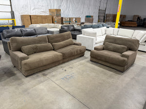 Oversized Brown Sofa and Chair
