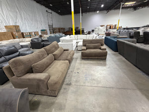 Oversized Brown Sofa and Chair