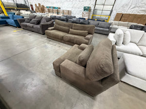 Oversized Brown Sofa and Chair
