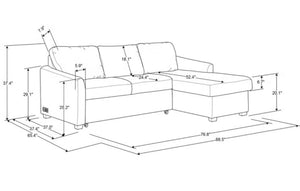 Coddle Cameron Convertible Sofa with Reversible Chaise and Storage, Gray