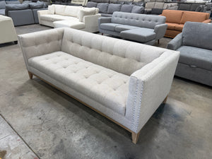 World Market Taupe Tufted Nail Head Myles Sofa