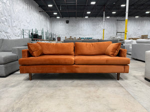 All Modern Burnt Orange Velvet Sofa
