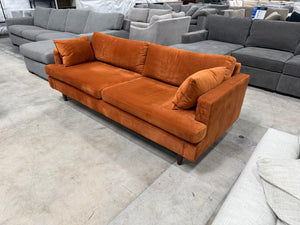 All Modern Burnt Orange Velvet Sofa