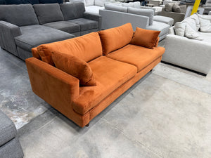 All Modern Burnt Orange Velvet Sofa