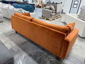 All Modern Burnt Orange Velvet Sofa