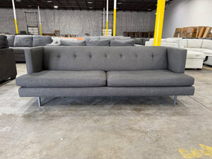 CB2 Avec Grey Sofa Brushed Stainless Steel Legs