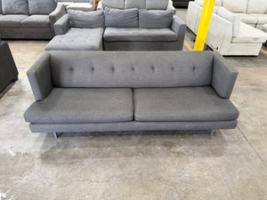 CB2 Avec Grey Sofa Brushed Stainless Steel Legs
