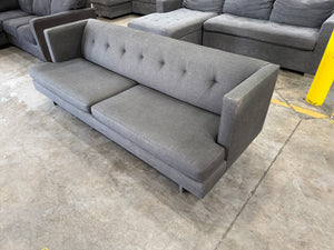 CB2 Avec Grey Sofa Brushed Stainless Steel Legs