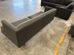 CB2 Avec Grey Sofa Brushed Stainless Steel Legs