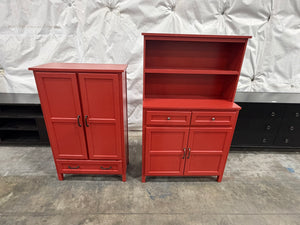 Red Kitchen Pantry Cabinet Set