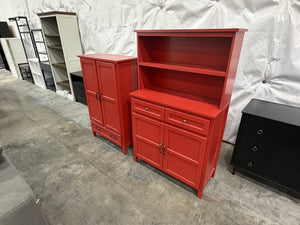 Red Kitchen Pantry Cabinet Set