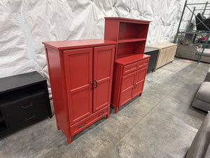 Red Kitchen Pantry Cabinet Set