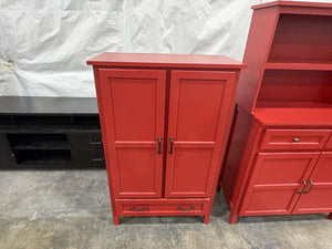 Red Kitchen Pantry Cabinet Set