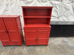 Red Kitchen Pantry Cabinet Set