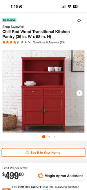 Red Kitchen Pantry Cabinet Set