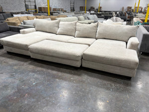 Dual Chaise Beige Sectional w/ Ottoman