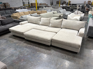 Dual Chaise Beige Sectional w/ Ottoman