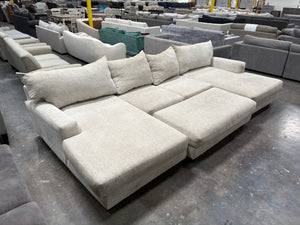 Dual Chaise Beige Sectional w/ Ottoman
