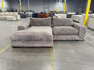 Brown Fuzzy Chaise Sectional