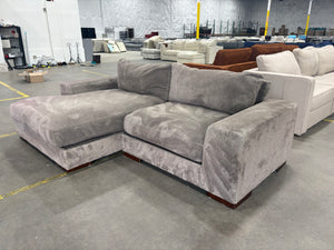 Brown Fuzzy Chaise Sectional