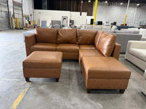 Leather Modular Sectional with Ottoman
