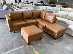Leather Modular Sectional with Ottoman