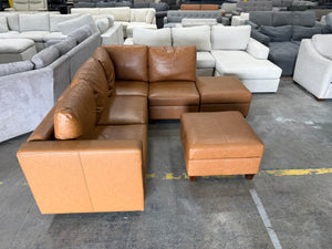 Leather Modular Sectional with Ottoman