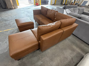 Leather Modular Sectional with Ottoman