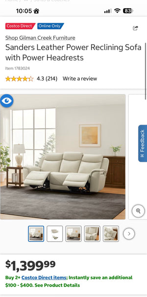Sanders Leather Power Sofa